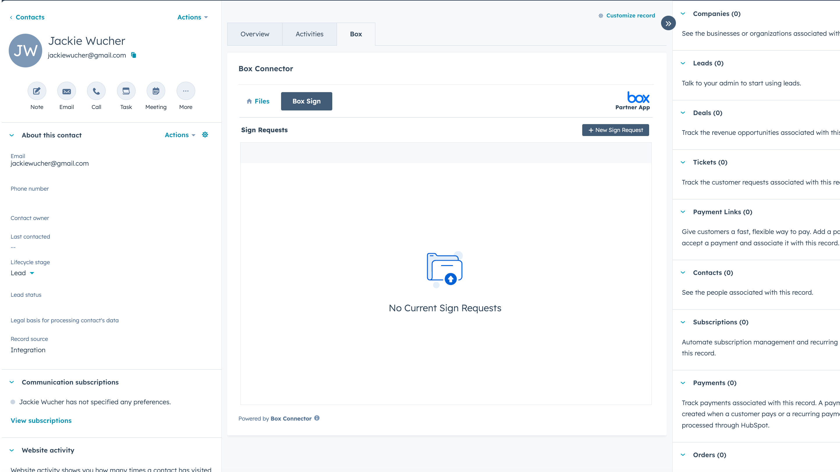 Initiate Box Sign Requests from the HubSpot User Interface